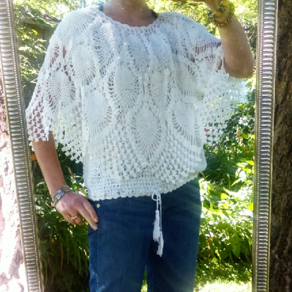 Vintage White Crochet Sweater